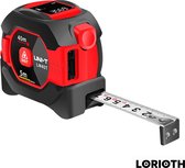 LORIOTH® 2-in-1 Rolbandmaat  - Praktische Rolmaat - 5M Afstandmeter - 40M Laser - Klasse 2 Infrarood laser - Zwart & Rood