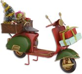 Scooter in kerststijl - Christmas bike - Tinnen beeldje - handgemaakt - 11,5 cm hoog