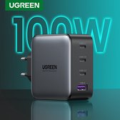 Ugreen - 4 in 1 GaN Stekker - 100W Oplader met USB C en USB A - Space Gray