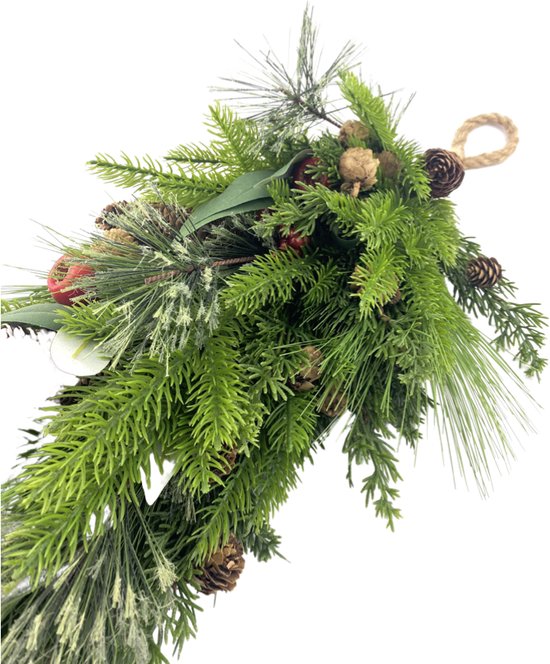 Landelijke kerst decoratie hanger - Pinecone apples | 70 cm | Sfeervolle kerst versiering | Natuurlijke materialen | Groen