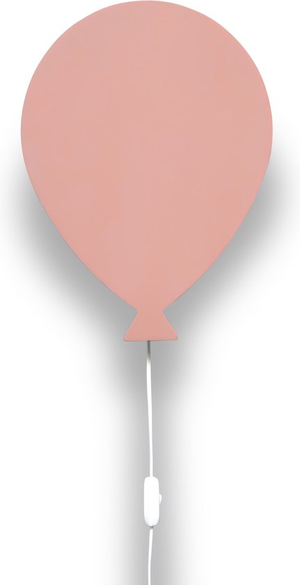 Wandlamp kinderkamer/babykamer Ballon - Terra roze houten lampje voor aan  de muur | bol.com