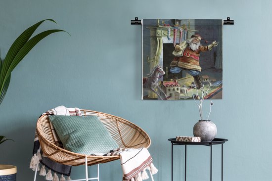 Tenture murale - Tissu mural - Retro Santa - Noël - 60x60 cm - Tapisserie