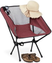 Relaxdays campingstoel opvouwbaar - lichtgewicht - kampeerstoel in tas - relax vouwstoel - rood