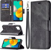 Samsung Galaxy M22 / Galaxy A22 4G Hoesje - MobyDefend Wallet Book Case Met Koord - Zwart - GSM Hoesje - Telefoonhoesje Geschikt Voor: Samsung Galaxy M22 / Samsung Galaxy A22 4G
