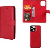 iPhone 13 Pro Max Hoesje - MobyDefend Luxe 2-in-1 Wallet Book Case Met Uitneembare Backcover - Rood - GSM Hoesje - Telefoonhoesje Geschikt Voor: Apple iPhone 13 Pro Max