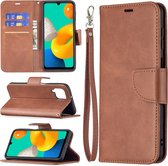 Samsung Galaxy M22 / Galaxy A22 4G Hoesje - MobyDefend Wallet Book Case Met Koord - Bruin - GSM Hoesje - Telefoonhoesje Geschikt Voor: Samsung Galaxy M22 / Samsung Galaxy A22 4G