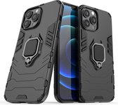 iPhone 13 Pro Max Hoesje - MobyDefend Dubbelgelaagde Pantsercase Met Standaard - Zwart - GSM Hoesje - Telefoonhoesje Geschikt Voor: Apple iPhone 13 Pro Max