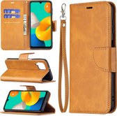 Samsung Galaxy M22 / Galaxy A22 4G Hoesje - MobyDefend Wallet Book Case Met Koord - Lichtbruin - GSM Hoesje - Telefoonhoesje Geschikt Voor: Samsung Galaxy M22 / Samsung Galaxy A22