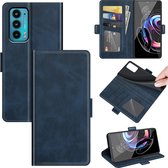 Motorola Edge 20 Hoesje - MobyDefend Luxe Wallet Book Case (Sluiting Zijkant) - Blauw - GSM Hoesje - Telefoonhoesje Geschikt Voor: Motorola Edge 20