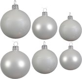 Compleet glazen kerstballen pakket winter wit glans/mat 26x stuks - 10x 6 cm - 12x 8 cm - 4x 10 cm