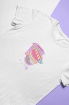 Lila Cup Noodles T-Shirt | Japanese Kawaii Food | Anime Merchandise | Unisex Maat S Wit