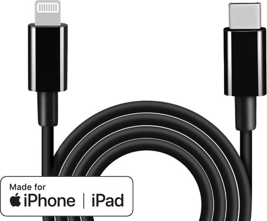 Ultimate Black edition USB-C naar Lightning Kabel 2m - Geschikt voor