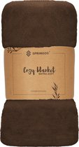 Springos Fleece Deken | Pluche | Woonaccessoires | 70x160 cm | Bruin
