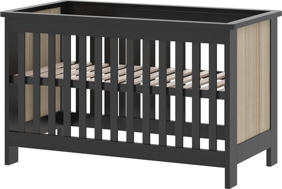 Cabino Baby Bed / Ledikant Reno 60x120 cm Verstelbare Bodem - Zwart