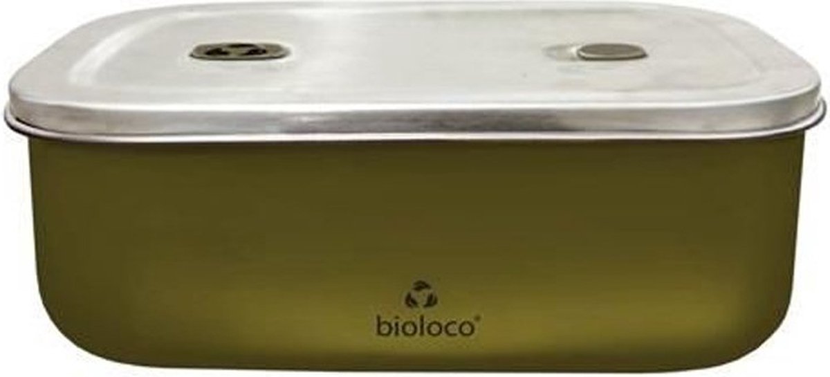 RVS bioloco Lunchtrommel 20cm x 13,5cm x 7cm - Khaki/Olijfgroen