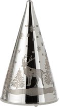 J-Line Decoratie Kegel Led Winter Glas Zilver Small  Set van 12 Stuks
