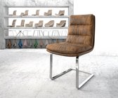 Gestoffeerde-stoel Abelia-Flex sledemodel vlak chrom bruin vintage
