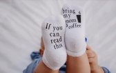 Baby sokken - Koffie 6-18 maanden - Baby Shower Cadeau - daddy - Zwanger - Kado - Grappig - Lol - babysokken met tekst