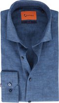 Suitable - Overhemd WS Linnen Indigo Blauw - 43 - Heren - Slim-fit