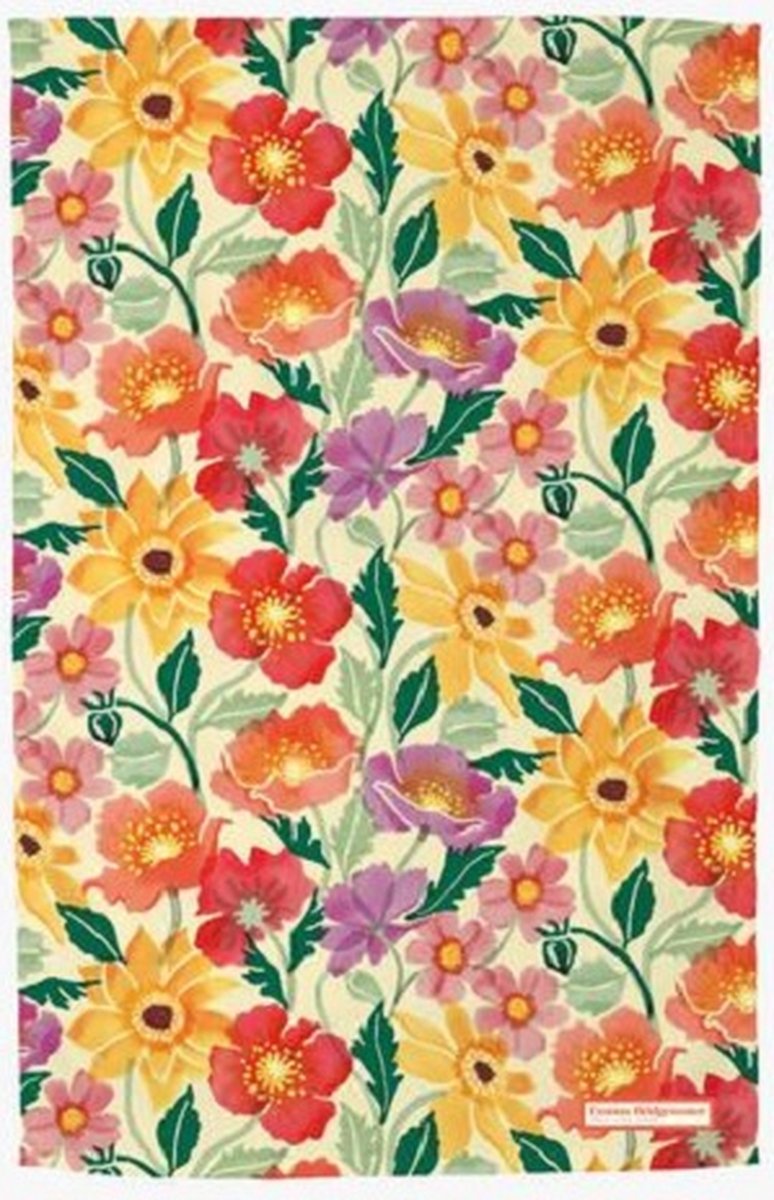 Emma Bridgewater Textiel Tea Towel Bright Poppies & Cosmos