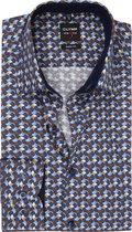 OLYMP - Lvl 5 Overhemd Dessin Blauw - Heren - Maat 40 - Slim-fit