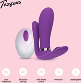 Teazers Purple Pleaser Vibrator – Vibrators voor Vrouwen – Anale, Vaginale en Clitoris Stimulatie – Vibrator met Afstandsbediening - Paars