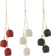J-Line Hanger 3Bellen Hart Metaal Wit/Rood/Groen Assortiment Van 3