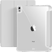 Mobiq - Tri-Fold Clear Back Case geschikt voor iPad Air (2022 / 2020) - grijs/transparant