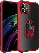 Mobiq - Clear Hybrid Ring Hoesje iPhone 12 Pro Max - Rood/Transparant