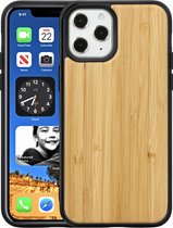 Mobiq - Houten Backcover iPhone 13 Pro Hoesje - bamboe