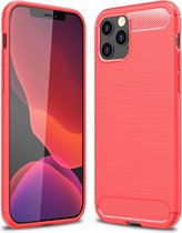 Mobiq - Hybrid Carbon Look iPhone 13 Pro Max Hoesje TPU - rood