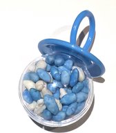 32X PVC baby speen doorzichtig met blauwe dop - babyshower - genderreveal - geboorte - bedankje - speen