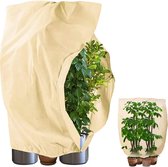 Selwo™ Winterbescherming voor planten, potplantenzak, plantenbescherming, winterbescherming, vorstbescherming, plantenafdekking met trekkoord (180 x 120 cm, beige)
