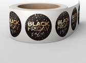 Black Friday Stickerrol - 100 Stickers Op een Rol - 2,5 cm -  Zwart met Goud