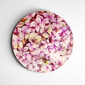 Muurcirkel met roze bloemen | Muurcirkel van dibond vol met roze bloemen