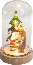 St. Helens Home & Garden - Kerstdecoratie in glas - Kerstman, Kerstboom en Huisje met LED verlichting - Werkt op batterijen