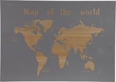 Map of the world - Grijs - 38x58x3cm