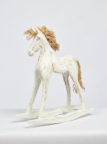 Decoratief houten beeld paard - White-Wash - 35x10.5x42cm