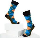 McGregor Sokken Dames | Maat 36-40 | Intarsia Sok Groen/Blauw | Groen Grappige sokken/Funny socks