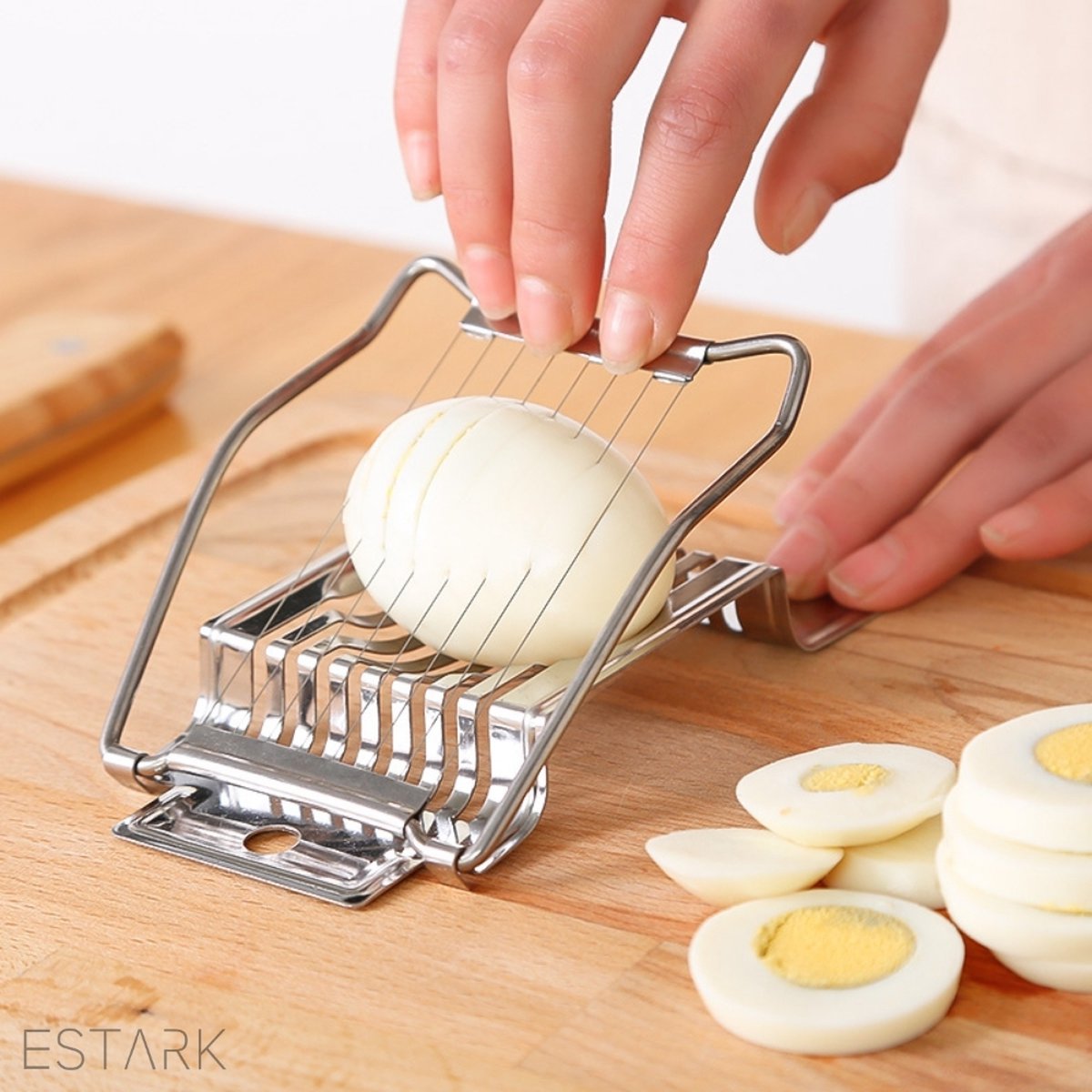 ESTARK Professionele Kwalitatieve Eiersnijder - Egg slicer - Metalen Snijdraden - Eiersnijder - Metalen Houder - Stalen Eisnijder - Eisnijder - Ei-snijder - Ei snijder RVS - ESTARK