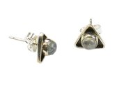 Zilveren knop oorbellen Maansteen 925 zilver