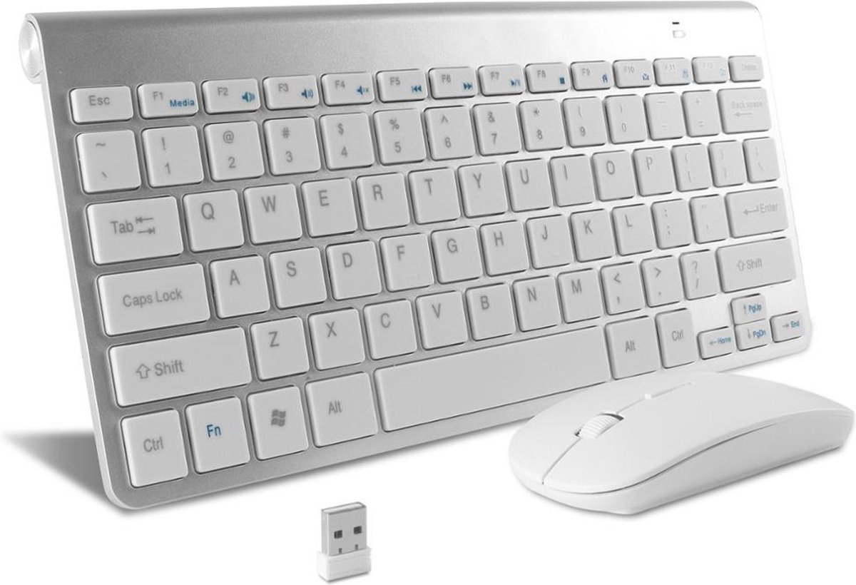 Elementkey V11 - Draadloos Toetsenbord + Muis - 2.4GHz - Muis - Geschikt voor Computer - Laptop - Zilver/Wit
