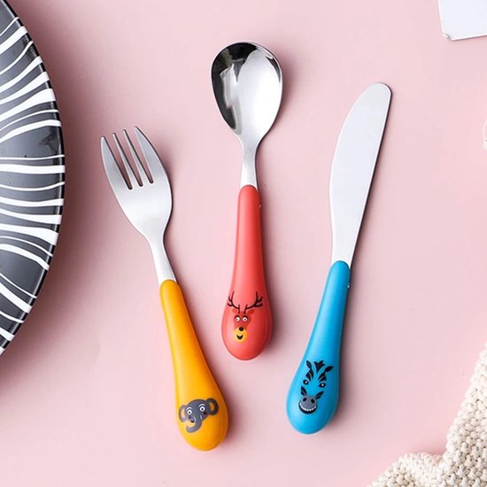 Daniel Crégut 3-delige kinderbestekset met roze heft - inox