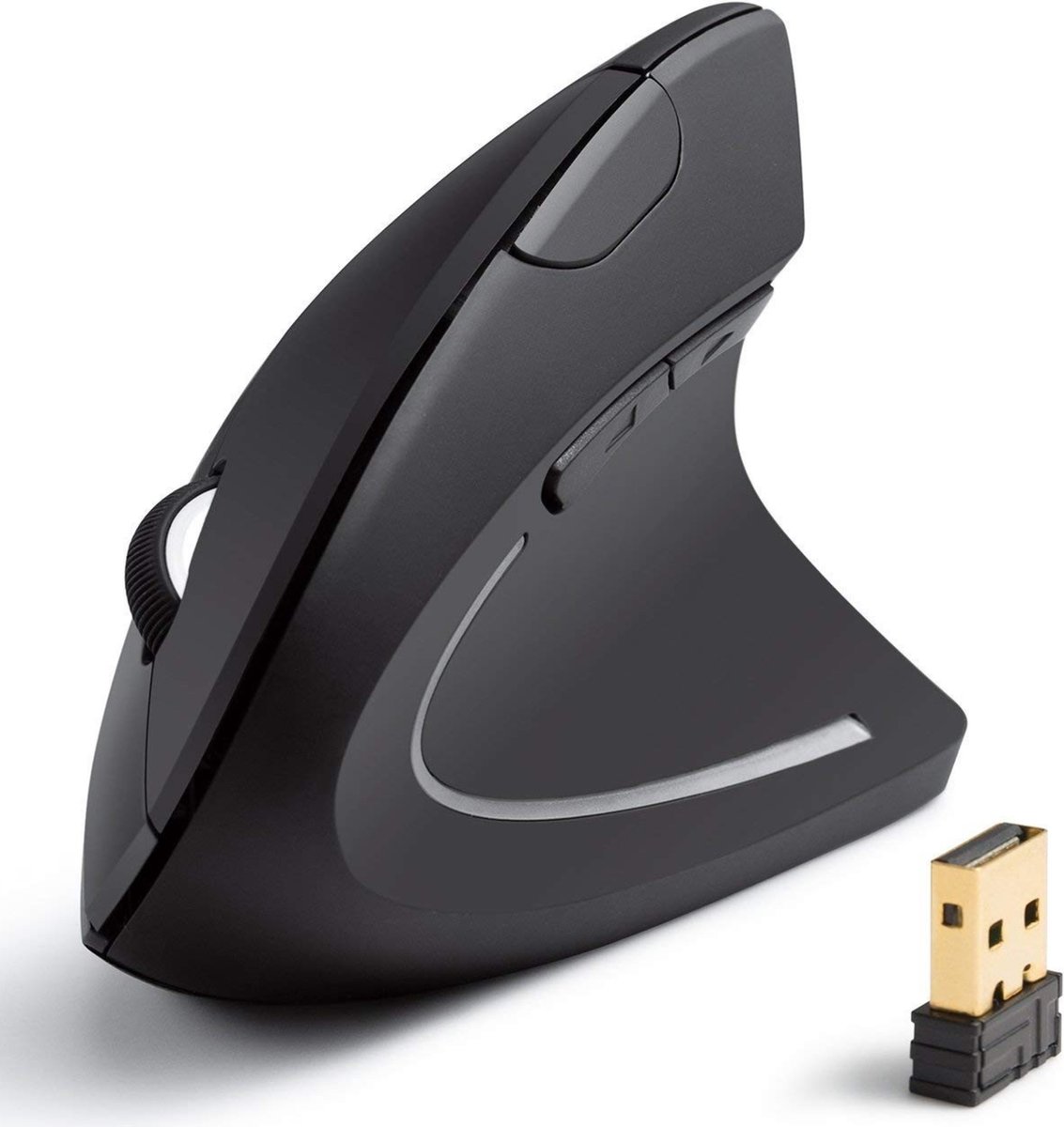 ErgoSupply SR150 Ergonomische Draadloze Muis - Extra Stille Computermuis - Draadloos met USB ontvanger - Voor Laptop of Computer - Wireless Mouse - Rechtshandig en Ergonomisch - Zwart