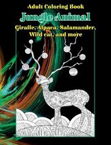 Jungle Animal - Adult Coloring Book - Giraffe, Alpaca, Salamander, Wild cat, and more