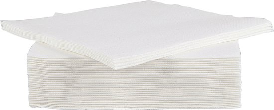 Pile de serviettes en papier blanches, 38 x 38 cm.