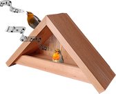 Stijlvol vogelvoederhuis & gratis puzzel -Natuurlijk bruin vogelvoederhuisje hangend - vogelvoederhuisjes voor tuinvogels - vogelvoederhuisje design - vogelvoederhuisje kleine voge