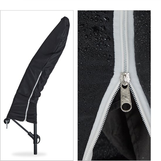 zweefparasol met voet - Ø 300 cm - met hoes en zwengel - draaibaar - kruisvoet - grijs