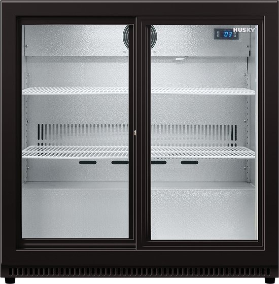 Horeca koelkast: Husky C2SLIDE-865-BK-NL-HU - Flessen Koelkast - 218 Liter- Met Schuifdeuren - Zwart, van het merk Husky