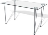 Eettafel met glazen blad transparant 120x70x75 cm